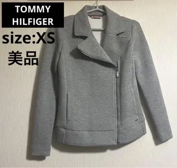 새상품급 TOMMY HILFIGER 맨투맨 소재 라이더 자켓