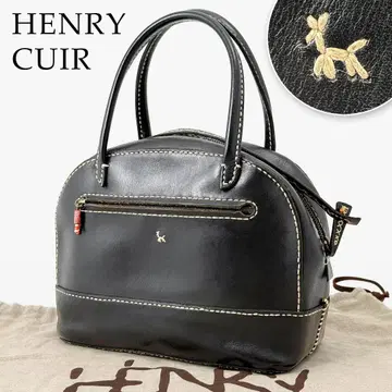 [컨디션 최상] 앙리 리크엘 핸드백 미니 보스턴 백 블랙 강아지 스티치