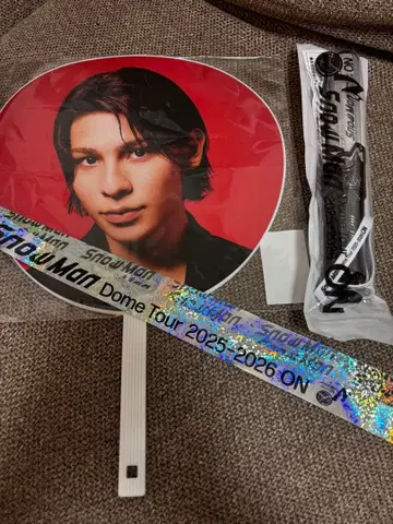 SnowMan 응원봉 은색 테이프 부채 라울 세트