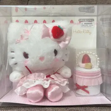 헬로키티 봉제 인형 & 액세서리 케이스 세트 딸기 휘핑 케이크