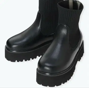 la farfa SHOES(라파파 신발) 라운드 통굽 니트 부츠