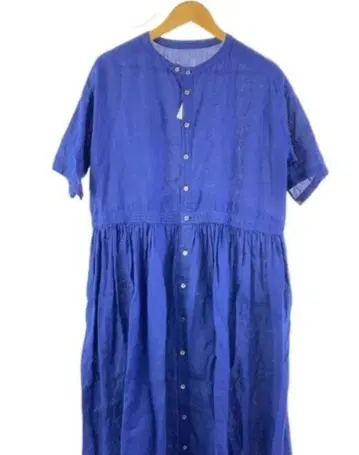 새상품급 네스트로브 린넨 100% 롱 셔츠 원피스 겉옷 파랑 블루
