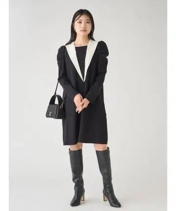 [ 새상품급 ] CELFORD 세일러 카라 니트 원피스 36