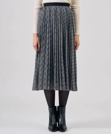 아나이 체크 울 보일 플리츠 스커트 플리츠 스커트