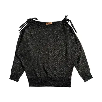 [ 새상품급 ] 울 100% Doprez 돌먼 니트 라메 블랙 금