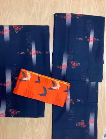 울 앙상블 기모노 오비 세트