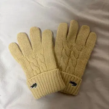 Lacoste 케이블 짜임 장갑 크림색