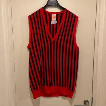 80s 90s 진품 스트라이프 캐시미어 니트 베스트 발렌타인제 별주
