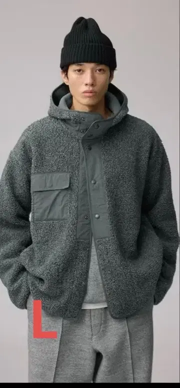 GU x ENGINEERED GARMENTS 보아 플리스 스냅 후드티 L