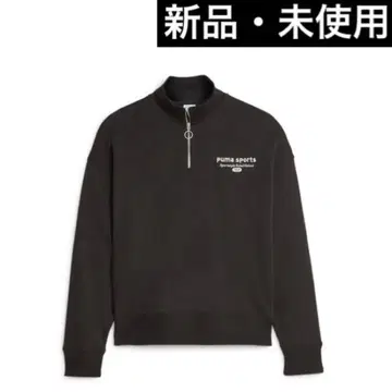 [택 포함 새상품] PUAM 우먼 하프 지퍼 맨투맨 블랙 로고 자수