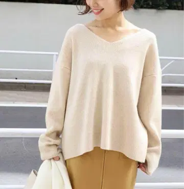 NOBLE 울 캐시미어 총침 V넥 풀오버