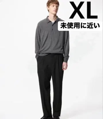 유니클로 턱 와이드 팬츠 블랙 XL UNIQLO