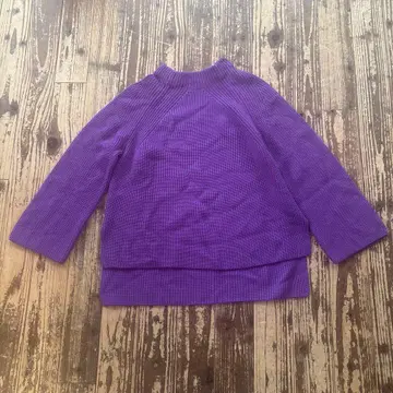 바토너 퍼플 리브 편직 긴팔 스웨터 울 사이즈 2