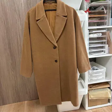 카멜색 체스터 코트 울 혼방