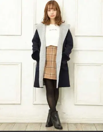 INGNI 소매 퍼 가디건 그레이 x 화이트 M