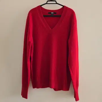 UNIQLO 빨간색 V넥 캐시미어 긴팔 니트 M