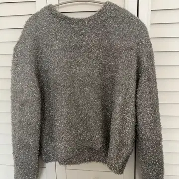 UNITED ARROWS 그레이 라메 글리터 긴팔 스웨터 실버 라메