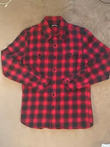 Marble's 레드 블랙 체크 긴팔 셔츠