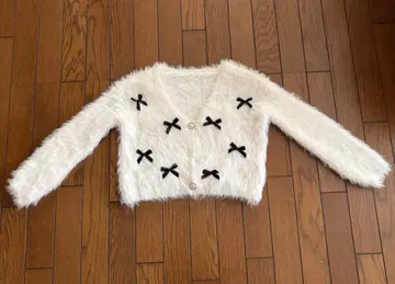 tocco closet 토코 클로젯 리본 페더 가디건 니트