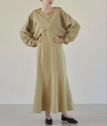 hinari 빈티지 새틴 2WAY 원피스 라이트 그린 M