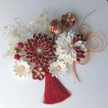 츠마미세공 머리 장식 성인식 이로우스이카케 시로무쿠 결혼식 후리소데