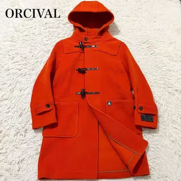 컨디션 최상 오르치발 더플 코트 헤링본 롱 기장 오렌지
