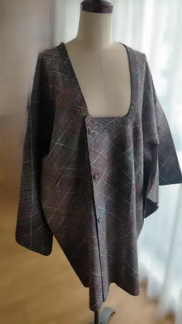 그레이 편직 메쉬 도행 순수 실크