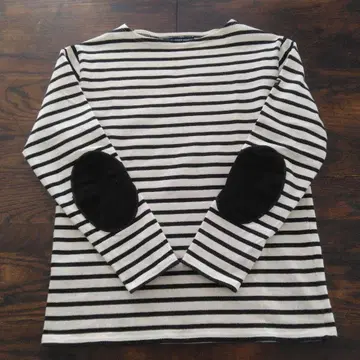 SAINT JAMES 스트라이프 긴팔 티셔츠 엘보 배치 포함