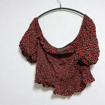 꽃무늬 오프숄더 셔츠 반팔 빨간색 레드