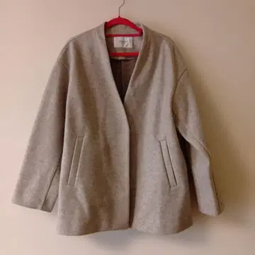 그레이 노카라 자켓 울 혼방