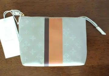 화이트/오렌지/브라운 스트라이프 파우치