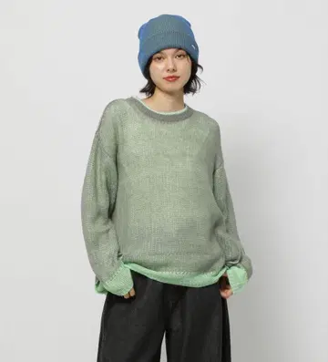 niko and - 바이컬러 시스루 니트 풀오버