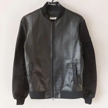 MA-1 인조 가죽 플라이트 자켓 블랙