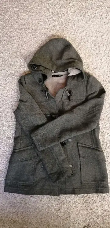 Theory 후드 부착 더플 코트 S 사이즈 카키 그린