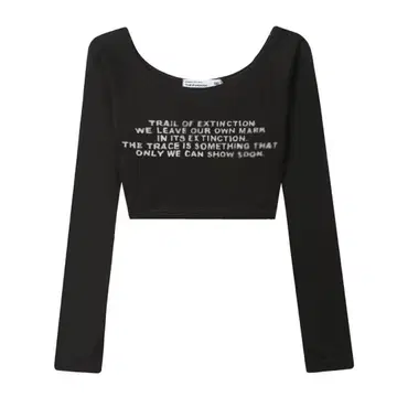 BOHEMSEO 다크 그레이 긴팔 크롭 상의