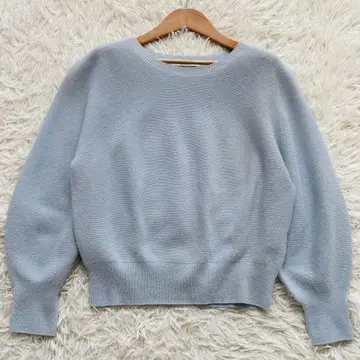 ANAYI 울 실크 리브 퍼프 슬리브 니트 라이트 블루 38 최근 모델