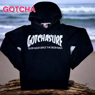 GOTCHA 블랙 후드티 로고 자수 M 사이즈