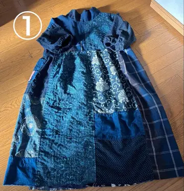 빈티지 원단 운침 자수 패치워크 2웨이 긴팔 원피스