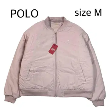 [ size M ] POLO 충전솜 집업 자켓 핑크 로고 자수