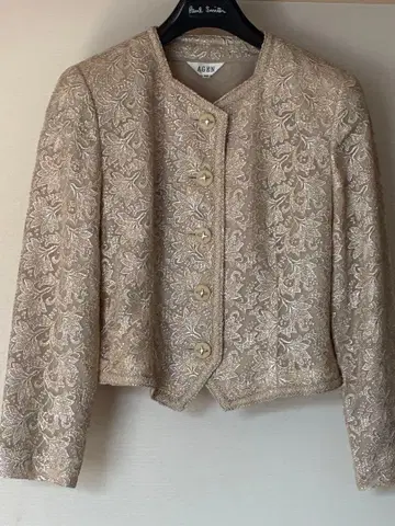 자수 노카라 자켓 베이지 L