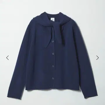 새상품 6(ROKU) 울 후드 니트 가디건 네이비