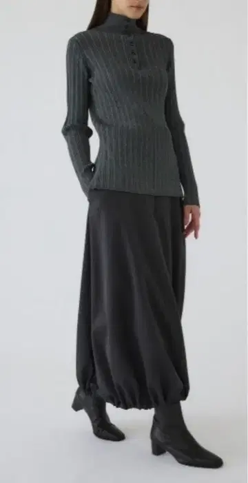 림아크 오픈 카라 리브 니트탑