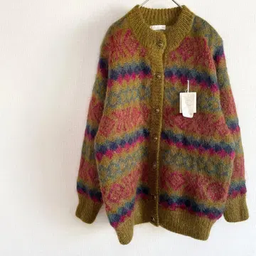 used 구제 의류 가디건 황토색 빨간색 빈티지 코디 캐주얼