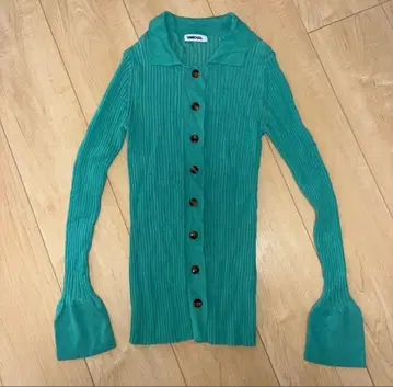 나구모 후카 UNROVAL 터콰이즈 리브 니트 긴팔 상의 F 사이즈