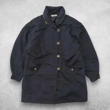 레트로 스탠드 카라 골드 버튼 코트 오버 사이즈 블랙 L y2k