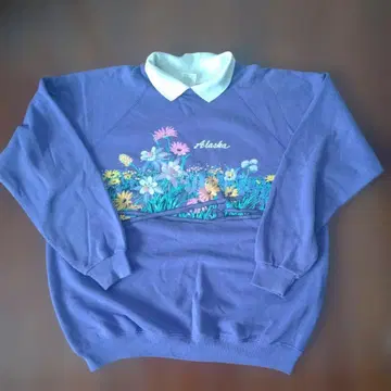 빈티지 Alaska 꽃무늬 맨투맨 XL