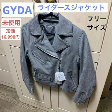 [ 미사용 ] 라이더 자켓 GYDA 스웨이드 합성 피혁 그레이 F