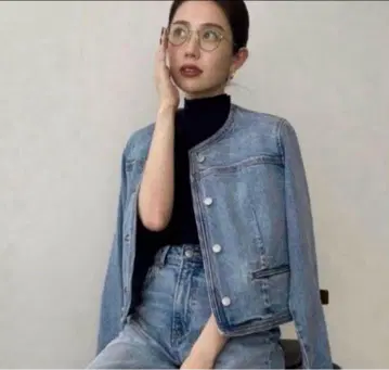 anuans 아뉴앙스 노카라 데님 자켓 라이트 블루