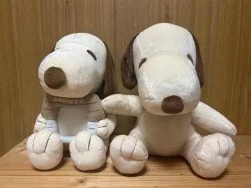 스누피 봉제 인형 크림색 2체 세트