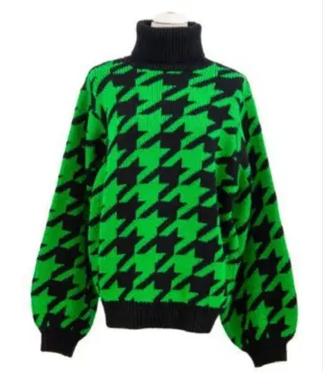 [새상품] PUNYUS 하운드투스 체크 패턴 터틀 니트